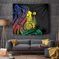 New Caledonia Kanaky Tapestry Stylized Fleche Faitiere With Kagu Bird