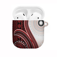 Bula Fiji Vintage Tapa AirPods Case Kaivity Masi Wave Motifs - Red LT7 Red - Polynesian Pride