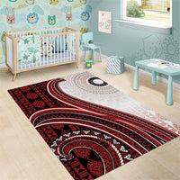 Bula Fiji Vintage Tapa Area Rug Kaivity Masi Wave Motifs - Red LT7 - Polynesian Pride