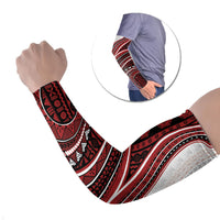 Bula Fiji Vintage Tapa Arm Sleeves Kaivity Masi Wave Motifs - Red LT7 Set of 2 Red - Polynesian Pride