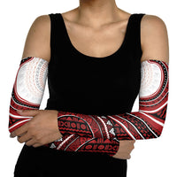 Bula Fiji Vintage Tapa Arm Sleeves Kaivity Masi Wave Motifs - Red LT7 - Polynesian Pride