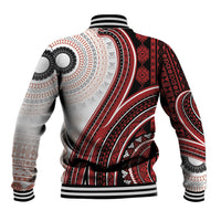 Bula Fiji Vintage Tapa Baseball Jacket Kaivity Masi Wave Motifs - Red LT7 - Polynesian Pride