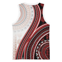 Bula Fiji Vintage Tapa Basketball Jersey Kaivity Masi Wave Motifs - Red LT7 - Polynesian Pride