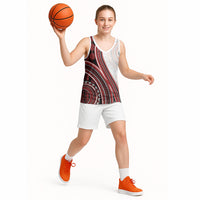 Bula Fiji Vintage Tapa Basketball Jersey Kaivity Masi Wave Motifs - Red LT7 - Polynesian Pride