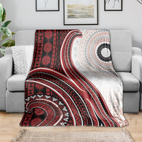 Bula Fiji Vintage Tapa Blanket Kaivity Masi Wave Motifs - Red LT7 - Polynesian Pride