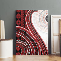 Bula Fiji Vintage Tapa Canvas Wall Art Kaivity Masi Wave Motifs - Red LT7 - Polynesian Pride