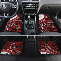 Bula Fiji Vintage Tapa Car Mats Kaivity Masi Wave Motifs - Red LT7 Set 4pcs Red - Polynesian Pride