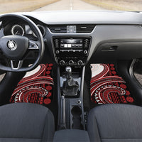 Bula Fiji Vintage Tapa Car Mats Kaivity Masi Wave Motifs - Red LT7 Set 2pcs - Front Red - Polynesian Pride