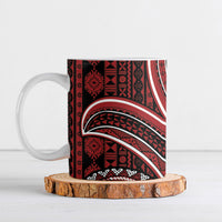 Bula Fiji Vintage Tapa Ceramic Mug Kaivity Masi Wave Motifs - Red LT7 Red - Polynesian Pride