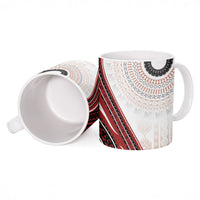Bula Fiji Vintage Tapa Ceramic Mug Kaivity Masi Wave Motifs - Red LT7 - Polynesian Pride