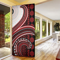Bula Fiji Vintage Tapa Door Cover Kaivity Masi Wave Motifs - Red LT7 - Polynesian Pride