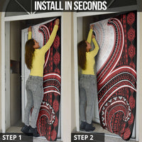 Bula Fiji Vintage Tapa Door Cover Kaivity Masi Wave Motifs - Red LT7 - Polynesian Pride