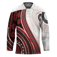 Bula Fiji Vintage Tapa Hockey Jersey Kaivity Masi Wave Motifs - Red LT7 Unisex Red - Polynesian Pride
