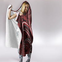 Bula Fiji Vintage Tapa Hooded Blanket Kaivity Masi Wave Motifs - Red LT7 - Polynesian Pride