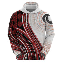 Bula Fiji Vintage Tapa Hoodie Kaivity Masi Wave Motifs - Red LT7 - Polynesian Pride