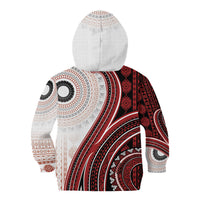 Bula Fiji Vintage Tapa Kid Hoodie Kaivity Masi Wave Motifs - Red LT7 - Polynesian Pride
