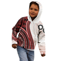 Bula Fiji Vintage Tapa Kid Hoodie Kaivity Masi Wave Motifs - Red LT7 - Polynesian Pride
