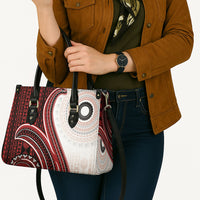 Bula Fiji Vintage Tapa Leather Bag Kaivity Masi Wave Motifs - Red LT7 - Polynesian Pride