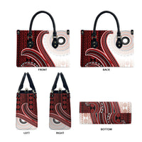 Bula Fiji Vintage Tapa Leather Bag Kaivity Masi Wave Motifs - Red LT7 - Polynesian Pride