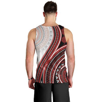 Bula Fiji Vintage Tapa Men Tank Top Kaivity Masi Wave Motifs - Red LT7 - Polynesian Pride