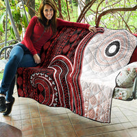 Bula Fiji Vintage Tapa Quilt Kaivity Masi Wave Motifs - Red LT7 - Polynesian Pride