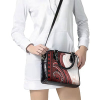 Bula Fiji Vintage Tapa Shoulder Handbag Kaivity Masi Wave Motifs - Red LT7 - Polynesian Pride
