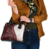 Bula Fiji Vintage Tapa Shoulder Handbag Kaivity Masi Wave Motifs - Red LT7 - Polynesian Pride