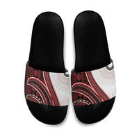 Bula Fiji Vintage Tapa Slide Sandals Kaivity Masi Wave Motifs - Red LT7 Red - Polynesian Pride