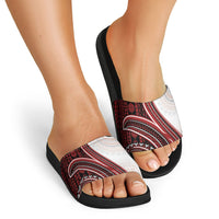 Bula Fiji Vintage Tapa Slide Sandals Kaivity Masi Wave Motifs - Red LT7 - Polynesian Pride