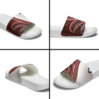 Bula Fiji Vintage Tapa Slide Sandals Kaivity Masi Wave Motifs - Red LT7 - Polynesian Pride