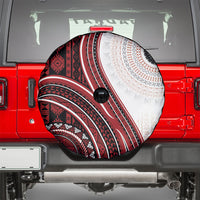 Bula Fiji Vintage Tapa Spare Tire Cover Kaivity Masi Wave Motifs - Red LT7 - Polynesian Pride
