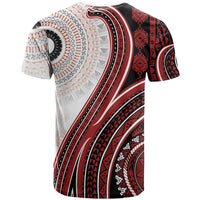 Bula Fiji Vintage Tapa T Shirt Kaivity Masi Wave Motifs - Red LT7 - Polynesian Pride
