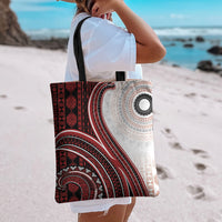 Bula Fiji Vintage Tapa Tote Bag Kaivity Masi Wave Motifs - Red LT7 - Polynesian Pride