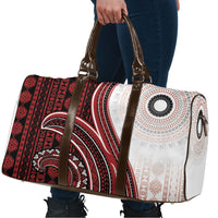 Bula Fiji Vintage Tapa Travel Bag Kaivity Masi Wave Motifs - Red LT7 - Polynesian Pride