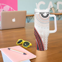 Bula Fiji Vintage Tapa Tumbler With Handle Kaivity Masi Wave Motifs - Red LT7 - Polynesian Pride