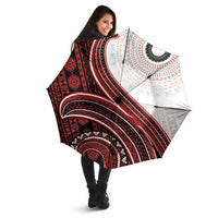 Bula Fiji Vintage Tapa Umbrella Kaivity Masi Wave Motifs - Red LT7 - Polynesian Pride