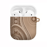 Bula Fiji Vintage Tapa AirPods Case Kaivity Masi Wave Motifs - Mocha LT7 Beige - Polynesian Pride