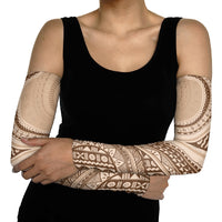 Bula Fiji Vintage Tapa Arm Sleeves Kaivity Masi Wave Motifs - Mocha LT7 - Polynesian Pride