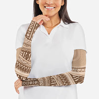 Bula Fiji Vintage Tapa Arm Sleeves Kaivity Masi Wave Motifs - Mocha LT7 - Polynesian Pride