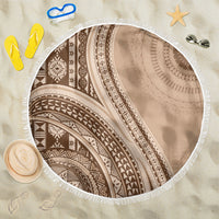 Bula Fiji Vintage Tapa Beach Blanket Kaivity Masi Wave Motifs - Mocha LT7 One Size 150cm Beige - Polynesian Pride