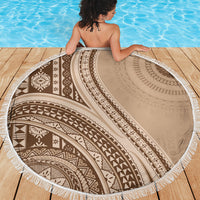 Bula Fiji Vintage Tapa Beach Blanket Kaivity Masi Wave Motifs - Mocha LT7 - Polynesian Pride