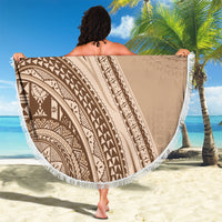 Bula Fiji Vintage Tapa Beach Blanket Kaivity Masi Wave Motifs - Mocha LT7 - Polynesian Pride