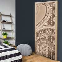 Bula Fiji Vintage Tapa Door Cover Kaivity Masi Wave Motifs - Mocha LT7 - Polynesian Pride