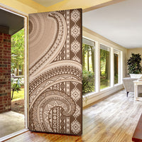Bula Fiji Vintage Tapa Door Cover Kaivity Masi Wave Motifs - Mocha LT7 - Polynesian Pride