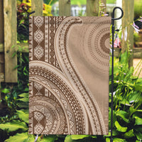 Bula Fiji Vintage Tapa Garden Flag Kaivity Masi Wave Motifs - Mocha LT7 Garden Flag Beige - Polynesian Pride
