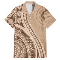 Bula Fiji Vintage Tapa Hawaiian Shirt Kaivity Masi Wave Motifs - Mocha LT7 Beige - Polynesian Pride