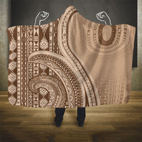 Bula Fiji Vintage Tapa Hooded Blanket Kaivity Masi Wave Motifs - Mocha LT7 - Polynesian Pride