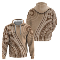 Bula Fiji Vintage Tapa Hoodie Kaivity Masi Wave Motifs - Mocha LT7 - Polynesian Pride