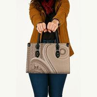 Bula Fiji Vintage Tapa Leather Bag Kaivity Masi Wave Motifs - Mocha LT7 - Polynesian Pride