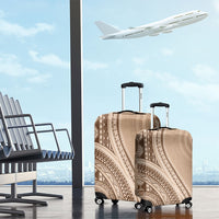 Bula Fiji Vintage Tapa Luggage Cover Kaivity Masi Wave Motifs - Mocha LT7 - Polynesian Pride